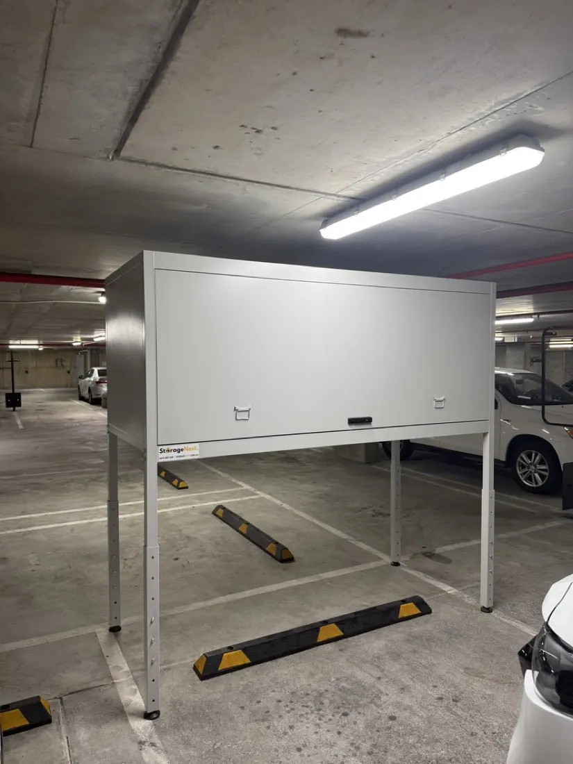 Storage unit above bonnet car park